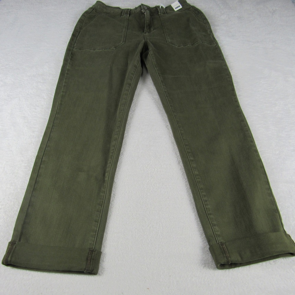 Judy Blue High Waist Utility Pants Womens 9/29 Olive Green Straight Leg Cuff NWT